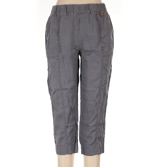 Ellen Tracey 100% Linen Crop CapriPants  Gray Pull On with Pockets size M - Picture 2 of 14
